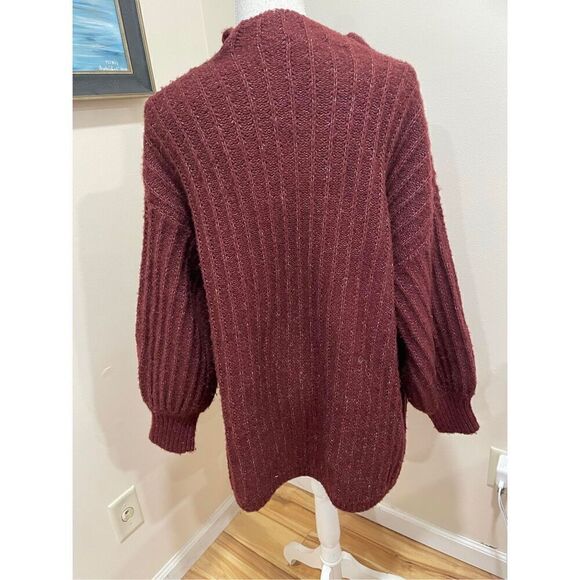 Truly Madly Deeply Color Block Burgundy Cardigan Size XS - Picture 5 of 6